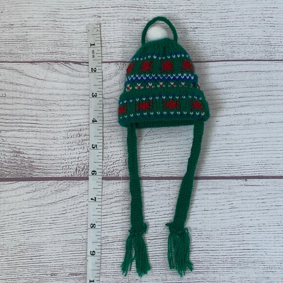 Knit Stocking Hat Christmas Tree Ornament or Holiday Decoration Pom Pom 10"L - Picture 14 of 14